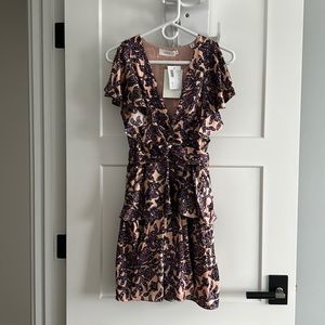 A.L.C floral butterfly sleeve ruffle dress